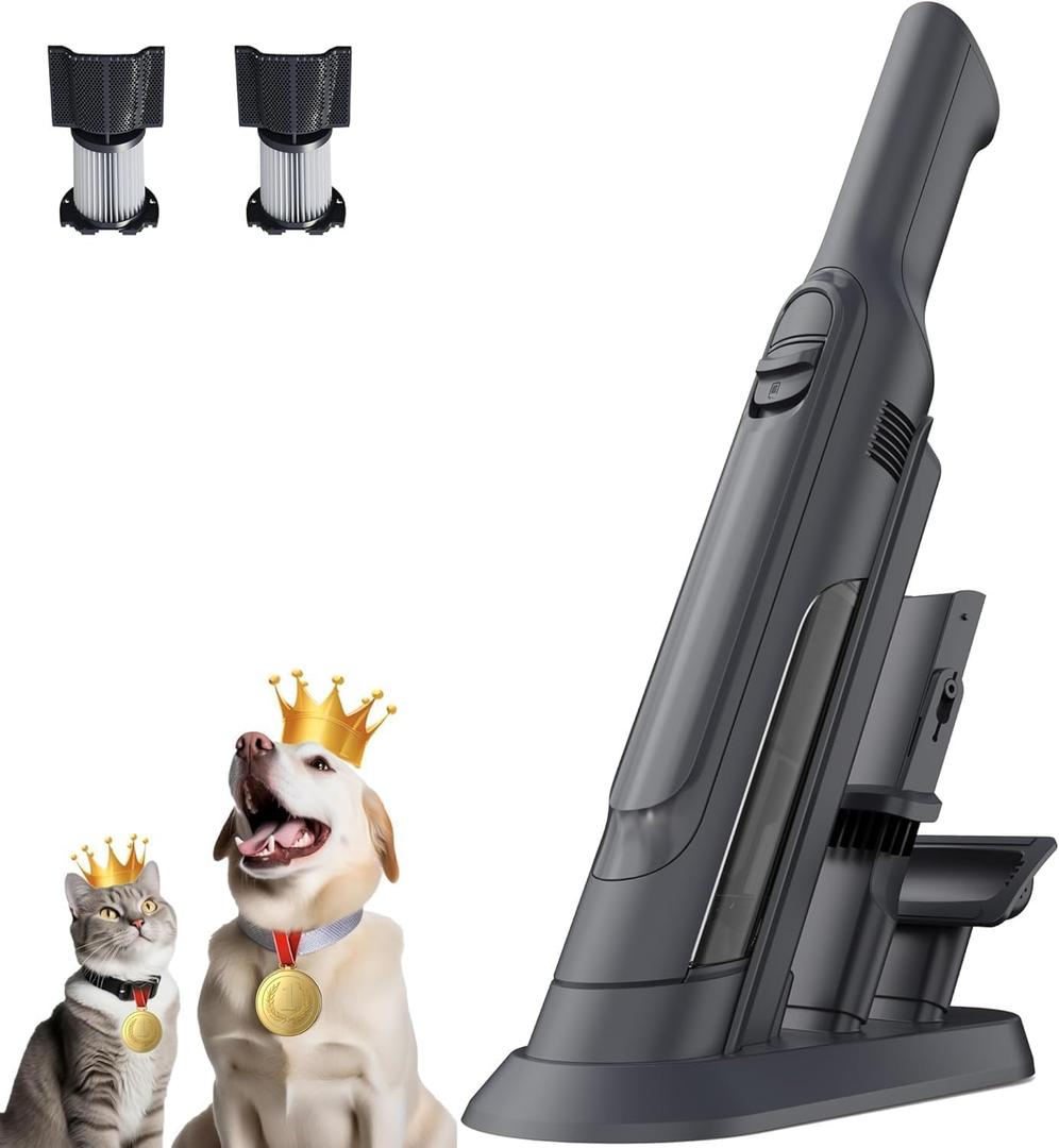 PROMOMO Handheld Vacuum Cordless, Lightweight 1.4lb with Powerful Suction, Charging Dock, Single Touch Empty and Detachable Dust Cup, Portable Mini Car Vac for Home Pet Car (Light Black)