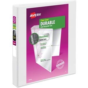 Avery Durable View 3 Ring Binder, 1 Inch EZD Rings, 1 White Binder (09301)