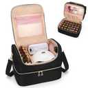 CUBETASTIC Nail Polish Organizer, Portable Nail Polish Storage Case Holds 45 Bottles Nail Polish & Nail Lamp, Travel Nail Supplies Organizer for Nail Tech Kit & Manicure Tools (Black)