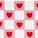 DN DECONATION White and Pink Checked Pillow Covers 18x18, Set of 2 Spring Decorative Throw Pillow Covers with Red Heart, Soft Plush Pillowcase for Couch Bed Sofa Living Room Home Decor Indoor