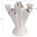 Bloomingville Stoneware Ruffled Vase with Reactive Glaze, Matte Cream, 11.25"L x 8.75"W x 11.5"H