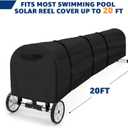 Swimming Pool Solar Reel Cover, 16Ft UV Resistant Inground Pool Solar Protective Blanket Reel Cover 420D Heavy Duty Waterproof Winter Solar Blanket Reel Roller Covers Protector (20Ft, Black)