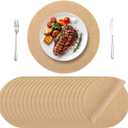 Aneco 50 Pieces Round Burlap Placemats 13.78 Inch Reusable Brown Table Mats Heat Resistant Natural Jute Fibers Placemats Burlap Circle Rustic Table Decorations for Dinner Holiday Farmhouse Decor