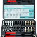 49pcs Thread Chaser Set Metric & SAE Thread Repair Kit with 22 Taps 24 Dies 3 Thread Files UNC UNF & Metric Thread Restorer Tool