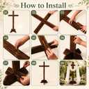 76 Inch Extra Large Wooden Cross Stand, Large Religious Wood Cross for Yard Outdoor, Standing Wedding Cross Stand for Ceremony Reception, Church Altar, Easter Christmas Communion Baptism Memorial Decorations, 76"L x 45"W