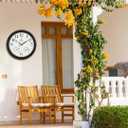 24 inch Outdoor Clocks for Patio Large Waterproof with Thermometer - Black Outdoor Wall Clock with Temperature and Humidity Combo - Weatherproof, Accurate & Easy to Read for Pool, Garden & Home Decor