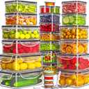 50-Piece Food Storage Containers with Lids (25 Containers & 25 Lids), Airtight Reusable Meal Prep Containers for Lunch, Plastic Kitchen Storage Containers with Labels & Marker Pen