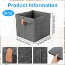 6 Pcs Storage Cubes Fabric Cube Storage Bin, 9 x 9 x 10 inch Cloth Cube Storages Bins, 12 L Foldable Foldable Fabric Storages Baskets Cubby Organizer for Organizing Clothes (Grey)