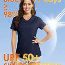 Boladeci Women's Swim Shirts - UPF 50+ Sun Protection Short Sleeve V Neck T-Shirts Workout Tops (Brown, S)