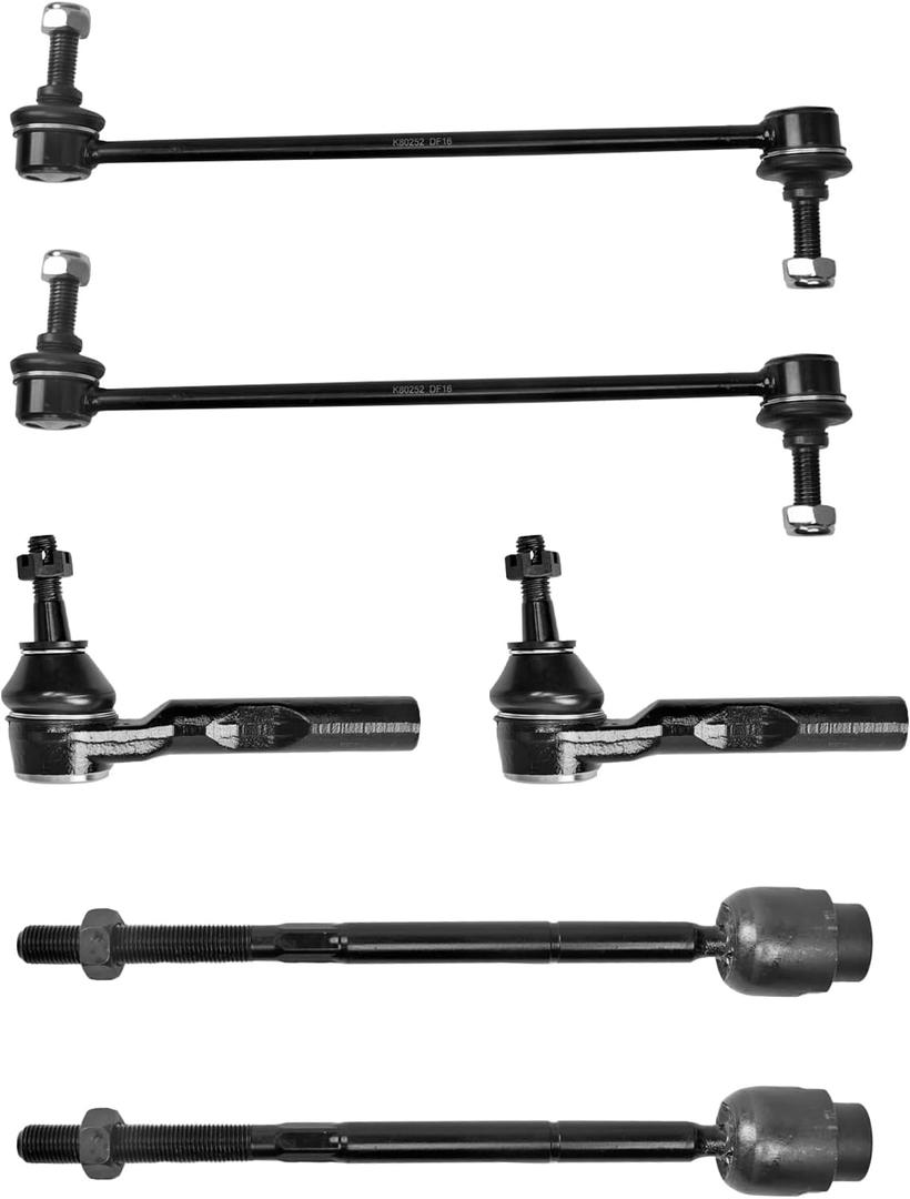 Motorman 6pcs (2) ES800086+(2) EV80988+(2) K80252 Front Inner&Outer Tie Rod End,Sway Bar End Link for 2004-2012 MALIBU,2005-2010 G6,2007-2009 AURA