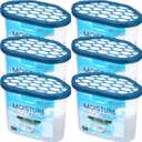 Moisture Absorber Fresh Cotton 10.5 oz/300g | Removes Moisture, Damp & Humidity | Odor Absorber With Fresh Cotton Fragrance | Moisture Trap for Bathroom, Closet, Kitchen | Set of 6