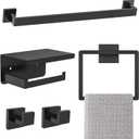 Matte Black Bathroom Hardware Accessories Set 5-Pieces Black Towel Bar Set Stainless Steel Towel Holder Set 16 Inch Towel Bar,Towel Racks Set for Bathroom Wall Mounted