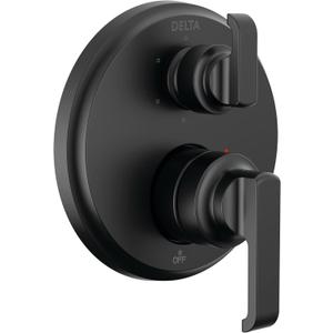 Delta Faucet Tetra 14 Series Matte Black 6-Setting Integrated Diverter Valve Trim Kit, Black Diverter Valve Trim Kit, Shower Trim Kit, Matte Black T24989-BL (Valve Not Included)
