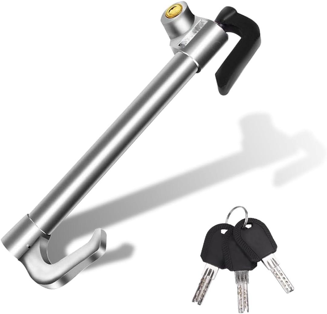 Universal Car Steering Wheel Lock, Retractable Double Hook Brake Locks Anti-Theft Device with 3 Keys, Adjustable Clutch Pedal Locks, Vehicle Security Lock Bar for Car Truck SUV