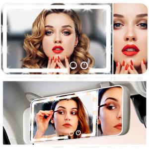 Led Car Sun Visor Vanity Mirror Upgraded Large Vanity Makeup Universal Rear View Mirror for Car Visor