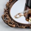 Tstarer Vintage Decorative Gold Framed Mirror, Wall Hanging Mirrors & Tabletop Tray for Bedroom Living Room Dresser Decor, Oval- 9.6" W x 14.3" L (Bronze)