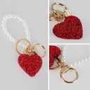 2 x Car Keychain for Women, Bling Rhinestone Heart Pearl Car Keychain for Decoration, Keychains Gifts for Valentine's Day Mother's Day Birthday Anniversary