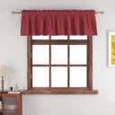Small Tiers 1 Piece Faux Linen Textured Burgundy Red Kitchen Short Small Mini Window Curtains Valance 12 inches Length Home Decor Classic Cafe Basement Living Room/Bedroom 52W by 12L Rod Pocket