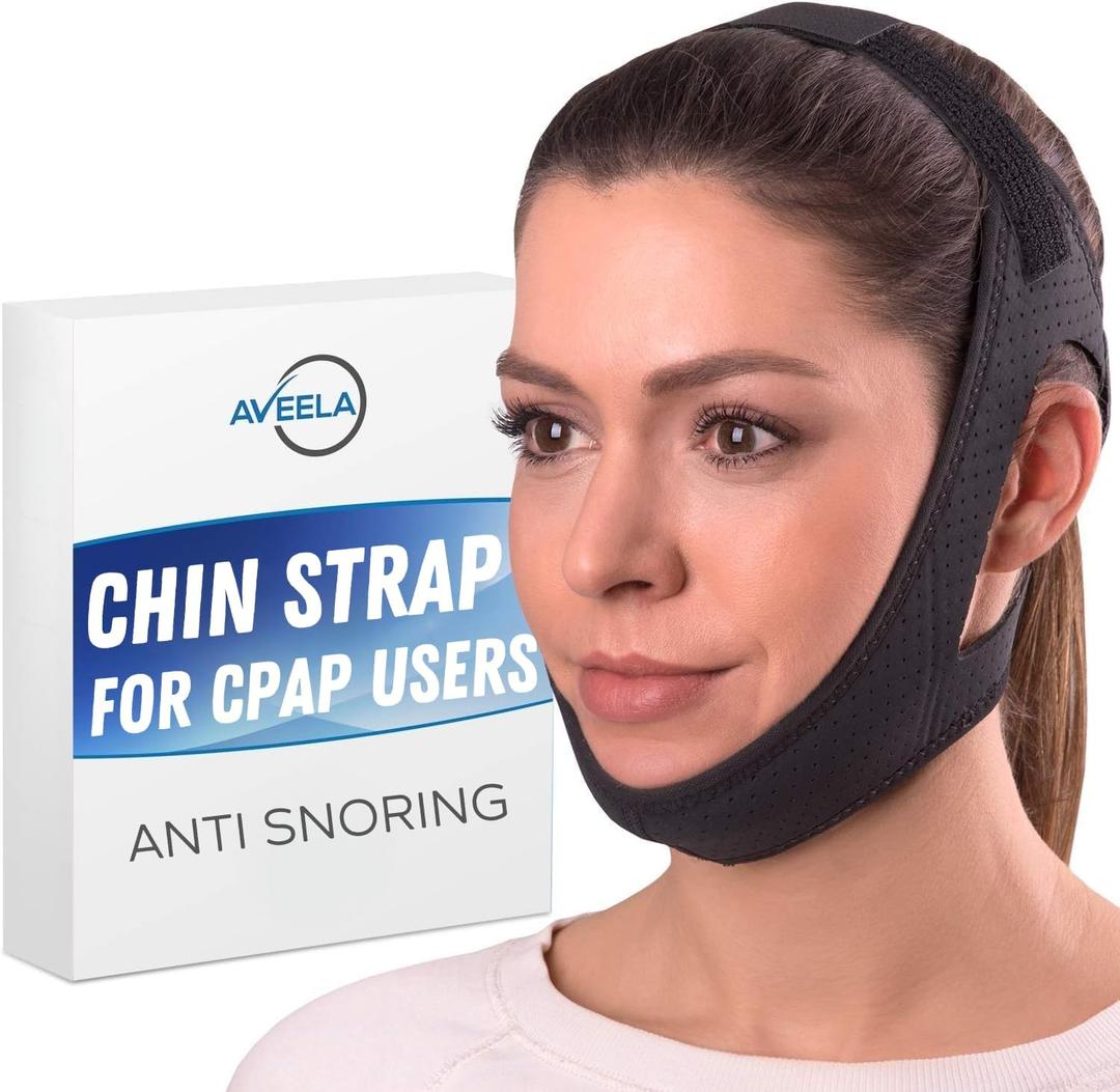 AVEELA Chin Strap for Sleeping and CPAP Users | Anti Snoring Chin Strap, Adjustable Jaw Strap for Sleep Apnea, Stop Snoring Solution for Men and Women, Comfortable Fit to Keep Mouth Closed  Medium