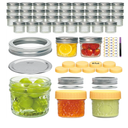 Flrolove Mason Jars 4 OZ,40 Pack Canning Jars With Regular Lids,Mini Mason Jars Ideal for Jam,Jelly,Honey,DIY Projects,Wedding/Shower Favors