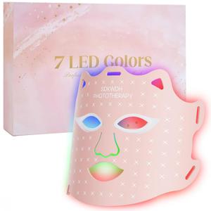 SDKWDH Red Light Therapy for Face, Led Face Mask Light Therapy, 7 Colors LED Face Mask Light Therapy At Home, Pink