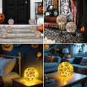 Yinhua Halloween Decorations Indoor 4" Pumpkin Decor Outdoor Halloween Globe Light with Timer Crackle Glass Ball Led Globe Warm Light for Table Centerpieces Lighted Decorative Ball Gift (4"(1 PCS))