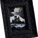 Retro Black 2.5x3.5 Picture Frame for Best Gift, Ornate Sculptured Design Resin Photo Frame, Vintage Hand-Crafted Hanging Frames with Easel, Hook & Mat for Table Top & Wall Gallery