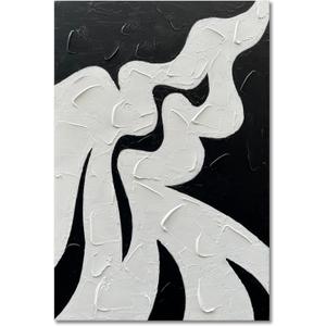 NANKAI Contemporary Minimalist Black and White Art Painting 36x24 Inches Abstract Art Painting Office Home Wall Decoration (Nkhb060)
