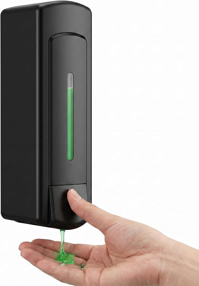 Soap Dispenser Wall Mounted Black Liquid Soap Dispenser Wall Mounted Single Chamber Shampoo Soap Dispenser Wall Mounting No Drilling - Lightweight Stable Shower Gel Dispenser for Kitchen