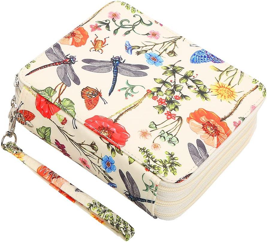 Lbxgap Portable Colored Pencil Case-72 Slots Colored Pencil Case Organizer with Zipper for Watercolor Pens or Markers, Pencil Case Organizer for Artist (White)