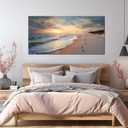 Ouzzlie Seascape Wall Art Ocean Wall Decor Blue Picture Art Print Sun Canvas Large Landscape Artwork for Living Room Bedroom Office 29" x 59"
