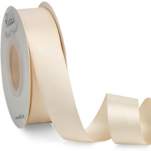 Ribbli Cream Double Faced Satin Ribbon,1 x Continuous 25 Yards,Use for Bows Bouquet,Gift Wrapping,Baby Shower,Floral Arrangement