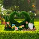 twinbling Garden Gnome Statue Heart-Shaped Moss Covered Outdoor Garden Decor Cute Gnomes Decorations for Home Patio Yard Balcony Lawn Decor Gifts for Mom Woman Grandma Dad