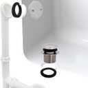 Westbrass A593244CP 14" x 1-1/2" White Tubular Bathtub Waste & Overflow Assembly with Tip-Toe Drain Plug and 2-Hole Faceplate, Polished Chrome