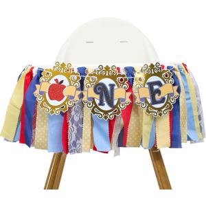 Girls First Birthday High Chair Banner - Princess One High Chair Decoration,Apple First Highchair Banner, Princess 1st Birthday Cake Crush Props