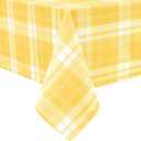 Hiasan Rectangle Gingham Tablecloth 60 x 120 Inch, Yellow Waterproof Checkered Table Cloth, Wrinkle Resistant Washable Wipeable Table Covers for Party Dinner Kitchen Picnic Birthday