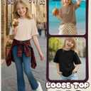 3 Pack Girls' Shirts Half Sleeve Crew Neck Tops Casual Loose T Shirts Teen Soft Basic Tee Kids Clothes 13-14Y