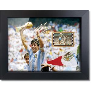 sufenvera Signed Maradona Framed Poster,Maradona Film Photo Collage Display,Gifts for Soccer Ball Fans on Birthday Christmas 8x6 Inches