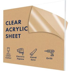 Falken Design 32" x 32" x 1/8" Clear Acrylic Plexiglass Sheet – Durable, UV-Resistant, Scratch-Proof Panel for Signage, Display Cases, DIY Projects, and Custom Laser Cutting