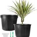 12 Pack 5 Gallon Nursery Pots Thickened Soft Plastic Plant Pots with 20 Pcs Waterproof Plastic T-Type Plant Tags and 2Pcs/Set Transplanting Digging Mini Tools