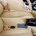 Car Seat Gap Filler 2 Pack Soft Foam Multifunctional Seat Side Gap Filler with Organizer & Hook Function, 3in1 Gap Stopper Universal Fit Car SUV Truck Fill The Gap Between Seat & Console (Dark Beige)