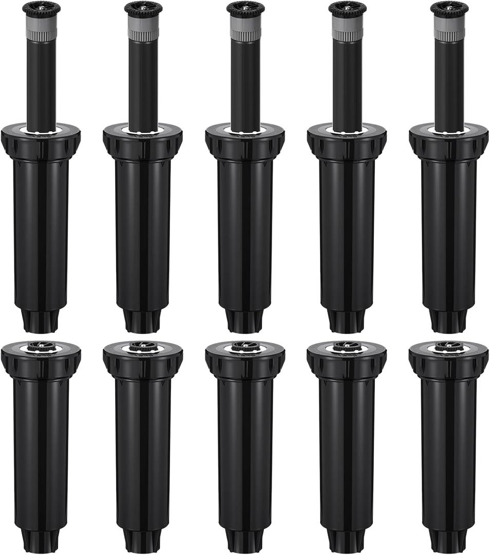 10 Pack Compatible with 1800 Series Pop up Sprinkler Heads 4 Inch Underground Spray Head, 0-360 Adjustable, Spray Radius 9-20 ft Irrigation Sprinkler for Lawn, Yard, Planter Bed, Garden