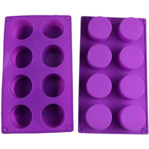 8-Cavity Round Silicone Mold for Soap, Cake, Bread, Cupcake, Cheesecake, Cornbread, Brownie, Muffin, and More (Round, 2 Pack)