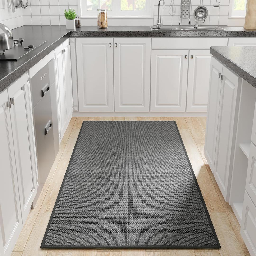 Kitchen Rug, Rubber Non Slip Kitchen Rugs Washable, Absorbent Runner Mat for Floor, Machine Washable Standing Mats for in Front of Sink, Door, Laundry, Entryway, Hallway (Black, 71"  35.5") (2'11" x 5'11" (Rectangular))