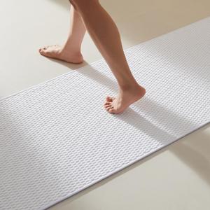 TYUU Bathroom Runner Rugs, Long Bath Mat Runner Washable Thin Quick Dry Low Pile Bathroom Runner Rugs Non Slip, White 24"x70", 2' x 5'10"