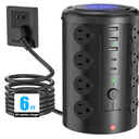 Tower Power Strip Surge Protector with 16 Outlets and 5 USB Ports (2 USB-C), 6FT Extension Cord with Multiple Outlets,Heavy Duty Charging Station,Home Office Dorm Room Essentials. No Wireless Charging