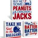 3 Pcs Baseball Decor for Home Baseball Sports Tiered Tray Decorative Wood Box Signs Rustic Table Desk Shelf Decoration for Bedroom Boys Room Party