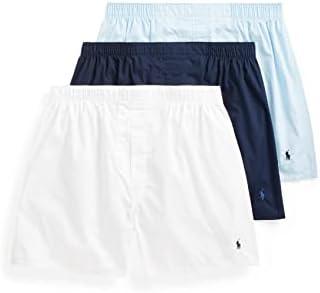 POLO RALPH LAUREN Underwear Boxers Pack, 3-Pack, Classic Fit Cotton Woven Men's Underwear, (Big & Tall Availble) L