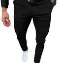 Percle Mens Slim Fit Dress Pants Casual Business Skinny Stretch Suit Pants Golf Pants (Medium, Black)