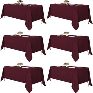 Fitable Burgundy Tablecloths for 6-8 Foot Tables, 6 Pack - 70 x 120 Inches - Reusable and Washable Table Clothes, Polyester Fabric Table Covers for Wedding, Party, Banquet